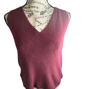 Gap Women's Plum 100% Cotton Double V-neck Sweater Tank Top XL NWT